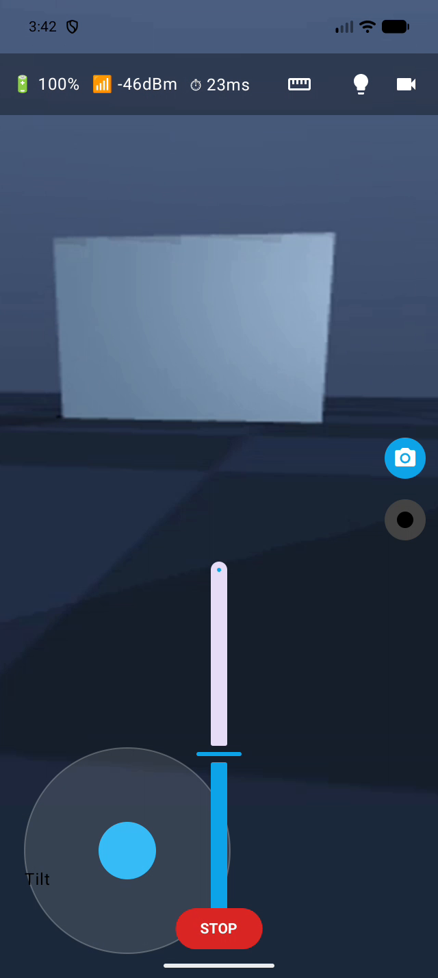 Drive screen: FPV view steering between obstacles